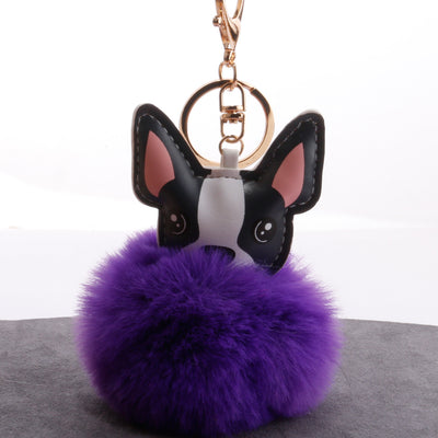 Llavero Pelota de Plumas PU para Mascotas - Accesorio Adorable