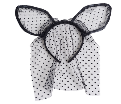 Diadema de Orejas de Gato con Velo de Encaje de Puntitos - Image 4