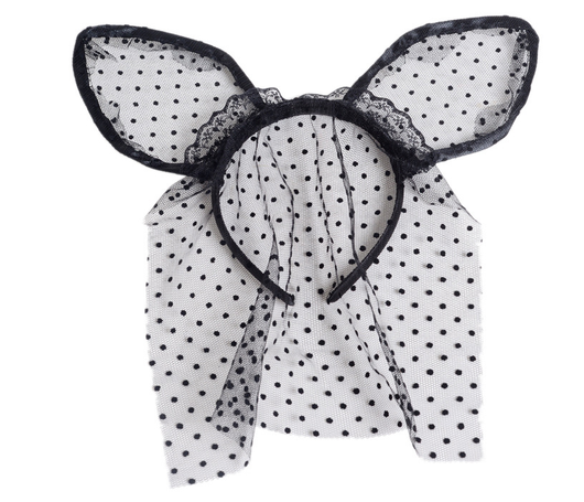 Diadema de Orejas de Gato con Velo de Encaje de Puntitos - Image 4