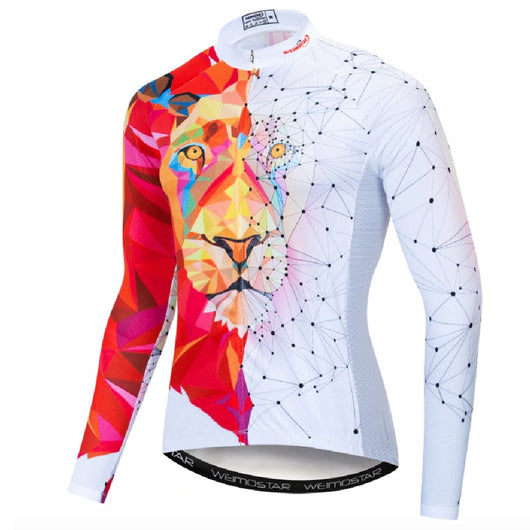 Jersey de Ciclismo Manga Larga Red White Lion para Hombre