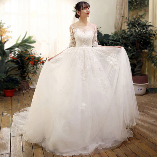 Vestido de Novia con Mangas de Encaje Elegante - Image 7