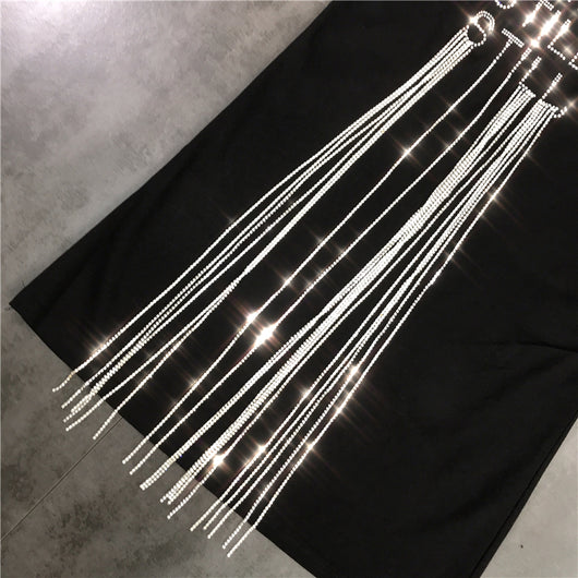 Playera Midi con Strass y Cadena Fringe para Mujer - Image 8