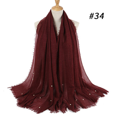 Pañuelo de Algodón y Lino Arrugado Monocromático - Image 38