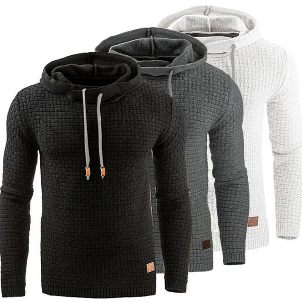 Sudadera con Capucha Jacquard para Hombre - Abrigo Cálido de Manga Larga