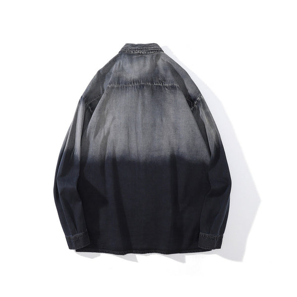 Chaqueta Camisa Suelta Degradado Rayo Manga Larga