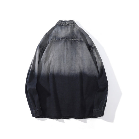 Chaqueta Camisa Suelta Degradado Rayo Manga Larga