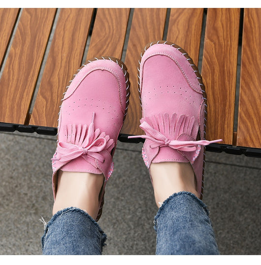 Pantuflas Cerradas de Encaje Artesanales para Mujer con Costura Retro - Image 10