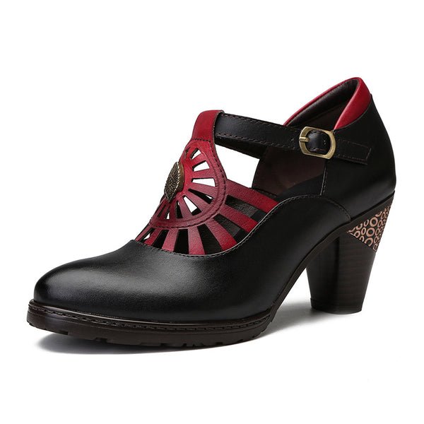 Zapatos de Tacón Alto Puntiagudo con Detalles Calados para Mujer