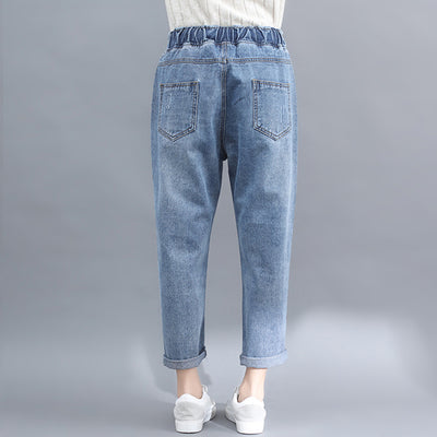 Jeans Cropped Talle Alto con Encaje Bordado y Cordones - Image 4