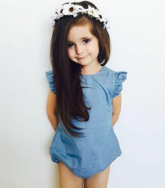 Pelele de Bebé con Mangas Volantes en Denim - Image 3