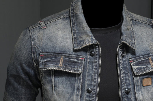 Chaqueta de Mezclilla Vintage Desgastada Estilo Clásico Europeo - Image 12