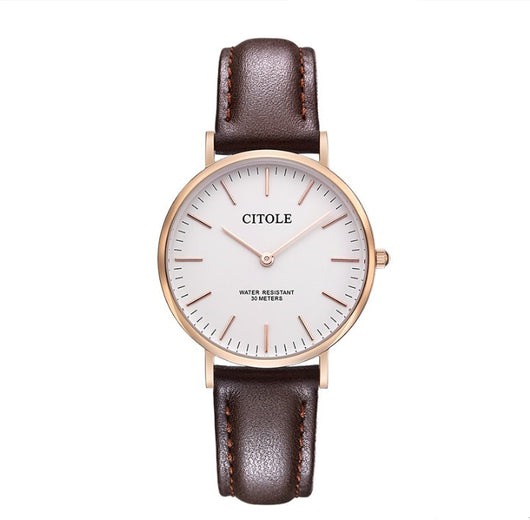 Reloj de Pareja con Esfera Grande y Correa de Cuero - Image 4