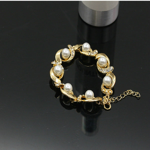 Pulsera de Perla y Diamante en Aleación - Diseño Creativo y Personalizado