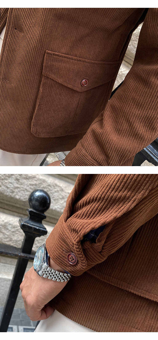 Chaqueta de Pana para Hombre Gruesa Ajustada Casual - Image 8
