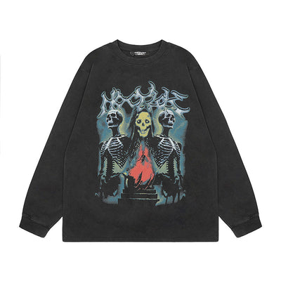 Camiseta Oversize Manga Larga con Estampado Rock Lavado - Image 8