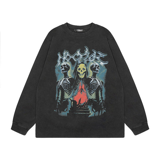 Camiseta Oversize Manga Larga con Estampado Rock Lavado - Image 8