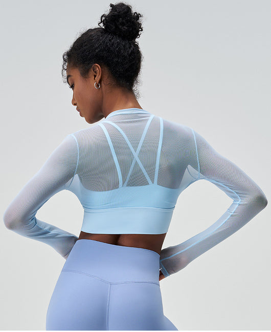 Playera Deportiva Reductora de Malla para Mujer - Manga Larga Transpirable de Secado Rápido - Image 13