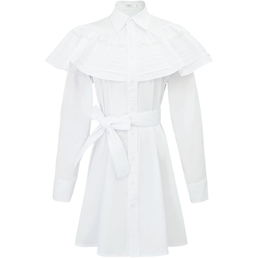 Vestido Camisero Blanco con Volantes - Image 7