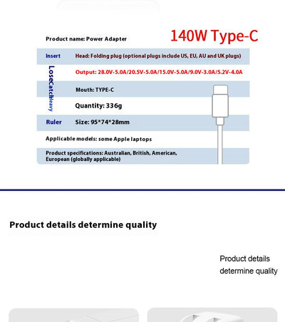 Cargador USB-C 140W con Cable de Datos - Adaptador Rápido Type-C - Image 15
