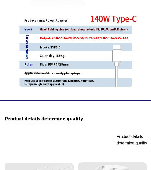 Cargador USB-C 140W con Cable de Datos - Adaptador Rápido Type-C - Image 15