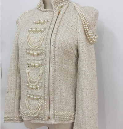Chaqueta de Lentejuelas Perladas con Borlas y Cuentas para Mujer - Image 3