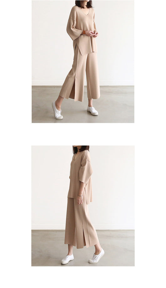 Conjunto Elegante: Blusa Escote V con Pantalón Palazzo de Pierna Ancha - Image 11