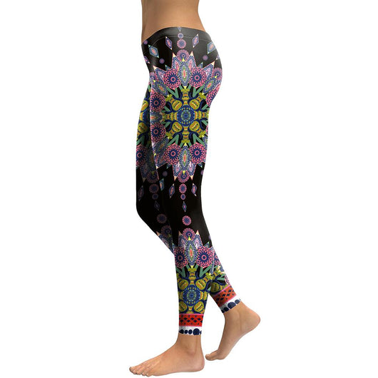 Leggings Deportivos Mandala Flor Rosa Starburst para Yoga