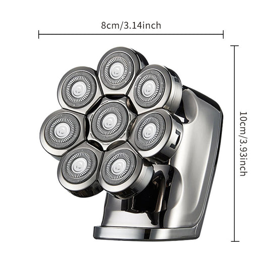 New digital electric shaver with eight rotary blades in a metallic silver finish, designed for a close shave. - Image 2