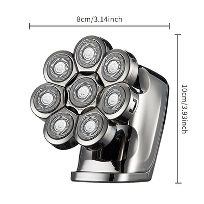 New digital electric shaver with eight rotary blades in a metallic silver finish, designed for a close shave. - Image 2