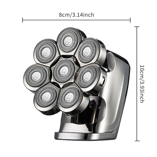 New digital electric shaver with eight rotary blades in a metallic silver finish, designed for a close shave. - Image 2