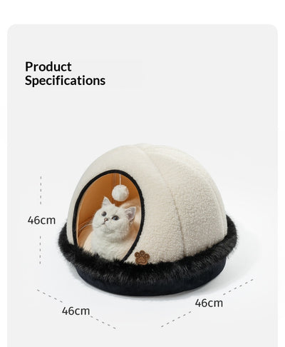 Cama Semicubierta para Gatos con Lana de Cordero - Calidez Invernal - Image 10