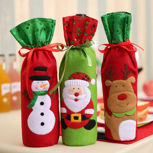 Bolsa Térmica para Botellas de Vino con Bordado de Lentejuelas - Diseño Navideño