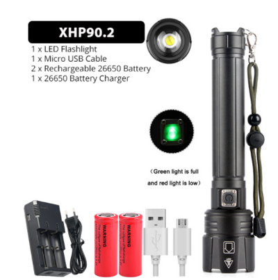 Linterna LED Recargable USB con Pantalla de Potencia y Zoom Ajustable - Image 17