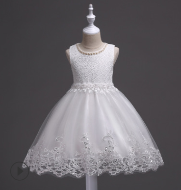 Vestido de Princesa para Niñas - Diseño Floral Elegante para Bodas y Celebraciones