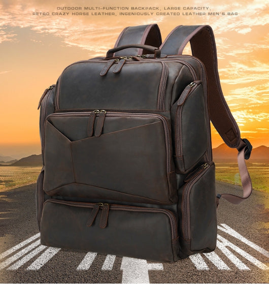 Mochila de Cuero Genuino para Viajes y Trabajo - Capacidad Grande 17 Pulgadas - Image 10