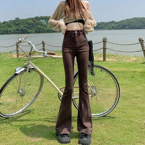 Pantalones Acampanados Cintura Alta Reductores Efecto Moda Urbana
