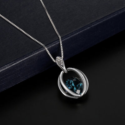 Silver-tone necklace and drop earrings set with blue cushion-cut crystals and clear accents, ideal for bridal wear. - Image 5