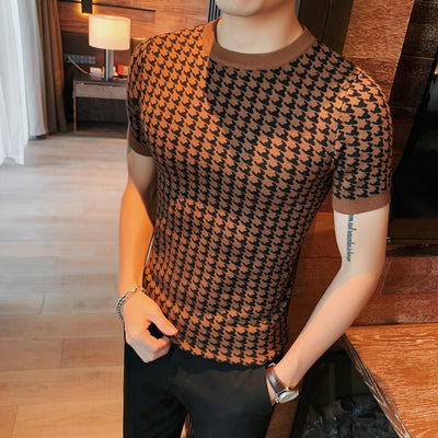 Camiseta de Punto Cuello Redondo Manga Corta para Hombre - Suéter Casual Verano - Image 6