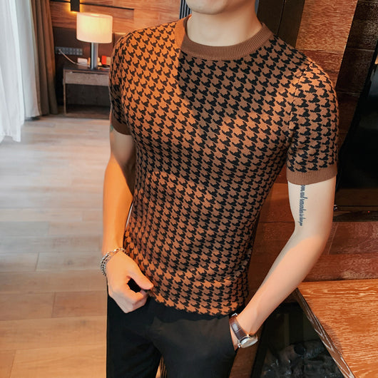Camiseta de Punto Cuello Redondo Manga Corta para Hombre - Suéter Casual Verano - Image 6