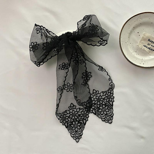 Pañuelo de Seda Bordado con Encaje - Cinta para Cabello Elegante - Image 5