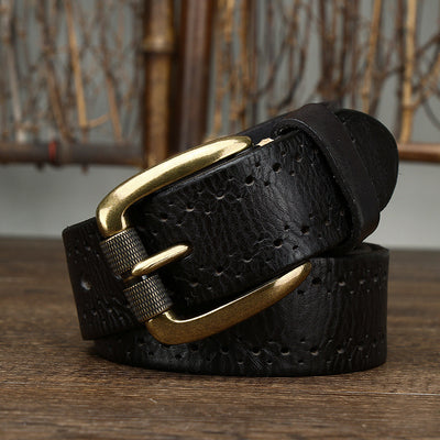 Cinturón de Cuero Genuino con Hebilla de Pasador - Diseño Calado Premium - Image 3