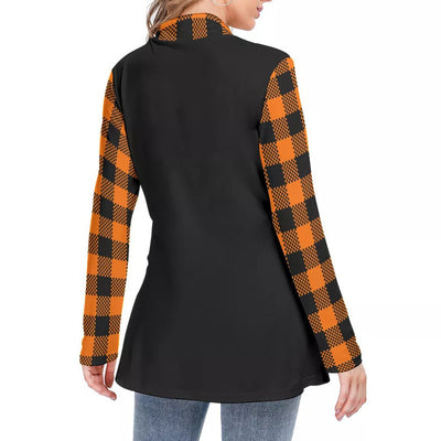 Blusa Térmica Escocesa Cuello Alto Manga Larga Ajustada para Mujer - Image 8