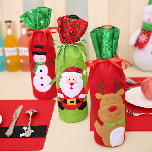 Bolsa Térmica para Botellas de Vino con Bordado de Lentejuelas - Diseño Navideño - Image 2