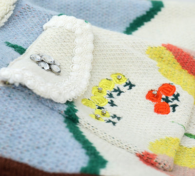Cardigan de Lana Tejido con Botones de Cristal y Bordado Floral Tulipán - Image 16