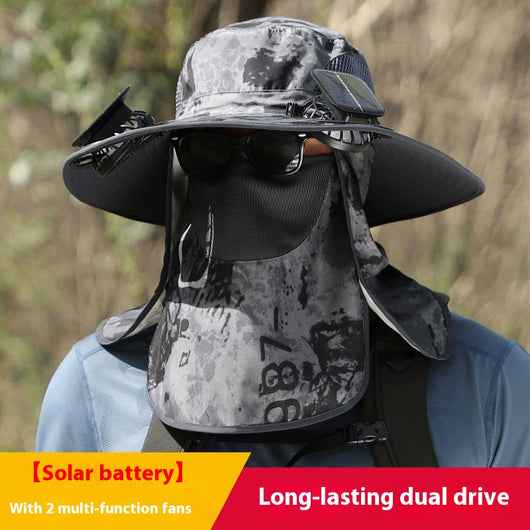 Gorro Solar de Ala Ancha con Ventilador y Secado Rápido - Image 10