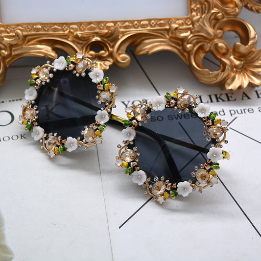 Gafas de Sol Barrocas Florales Transparentes Hechas a Mano