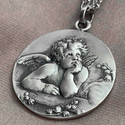 Dije de Plata 925 Grande Grabado en Relieve para Hombre y Mujer - Image 8