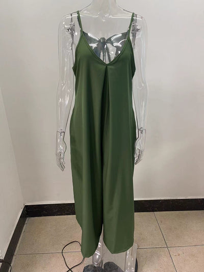 Jumpsuit Ancho de Tiro Bajo con Bolsillos - Diseño Sólido y Casual - Image 12