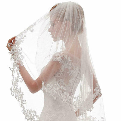 Peine de Novia con Apliques de Encaje Blanco Marfil Doble Vuelta - Image 4