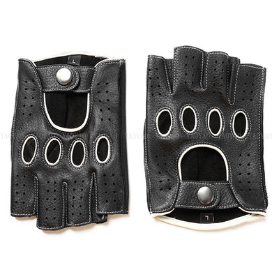 Guantes de Cuero Mitad Dedo para Motociclismo y Actividades al Aire Libre - Image 32